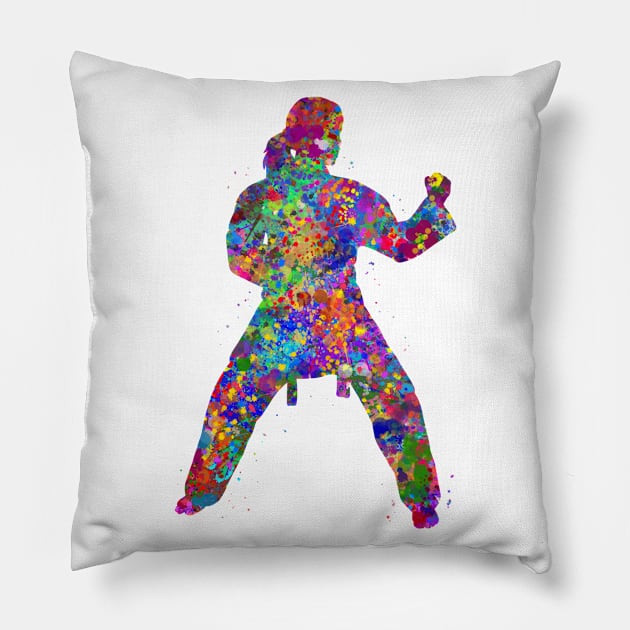 Taekwondo watercolor Pillow by Yahya Art