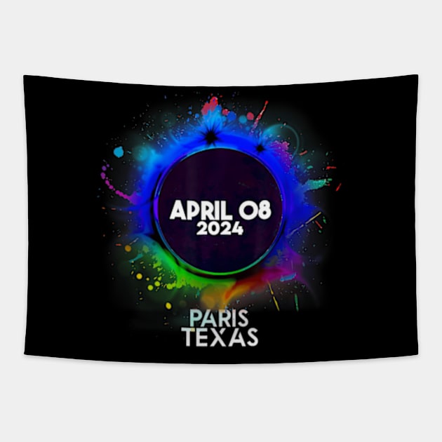 Total Solar Eclipse Paris Texas 2024 Colorful Totality Tapestry by SanJKaka