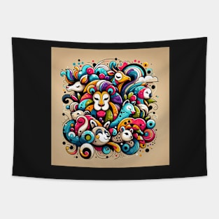 Whimsical Wildlife: Colorful Animal Fantasy Tapestry