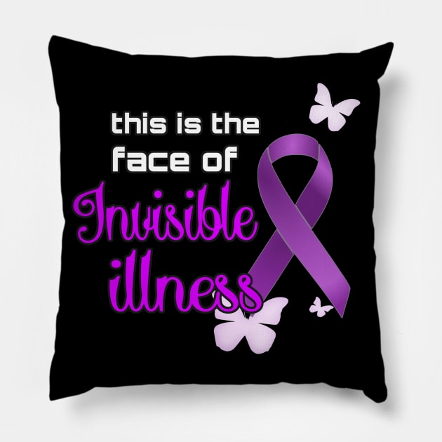 Face Of Invisible Illness Purple Pillow by AlondraHanley