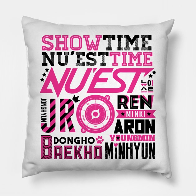 NU'EST Font Collage Pillow by skeletonvenus