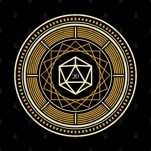 Geometric Circle Magic Polyhedral D20 Dice of The Witch by pixeptional