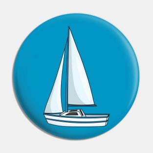 Sailboat cartoon illustration Pin