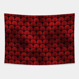 Fan Palms in Black and Ruby Red Faux Foil Art Deco Vintage Foil Pattern Tapestry