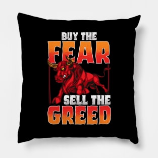 Investing Buy The Fear Sell The Greed Stock Market Pillow