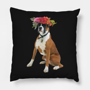 Flower crowned boxer Pillow