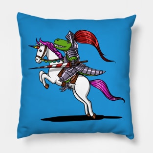 T-Rex Dinosaur Knight Riding Unicorn Pillow