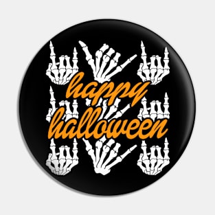 Skeleton Hands Happy Halloween Pin