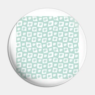 Monstera Deliciosa Leaf Checker Board - pastel teal green Pin