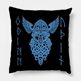 Odin Norse God Runes Pagan Viking Mythology Allfather Blue Pillow