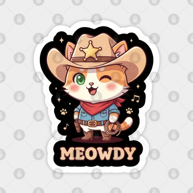 Meowdy Cat Cowboy Western Humor Magnet by shirtlux