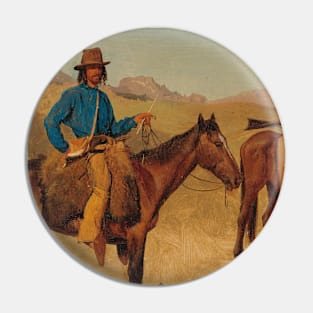 Trapper And Indian Guide On Horseback by Albert Bierstadt Pin