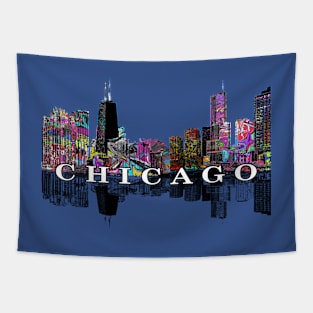 Chicago Skyline in graffiti Tapestry