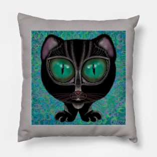 Crazy Hypnotic Black Cat Pillow