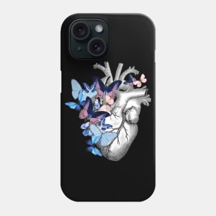 Heart Human Anatomy blue butterflies Phone Case