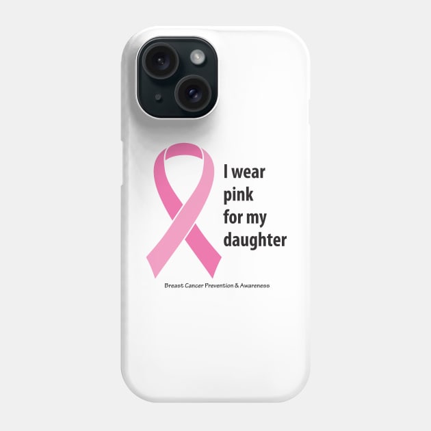 Breast cancer ribbon for daughter with black type Phone Case by Just Winging It Designs