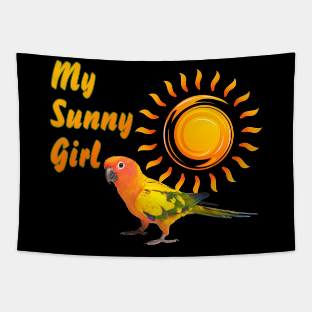 Sun Conure Parrot Sunny Sunshine Girl Tapestry by Einstein Parrot