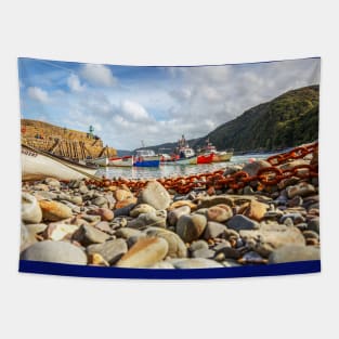 Clovelly Wooden fishing Boats, North Devon, England Tapestry