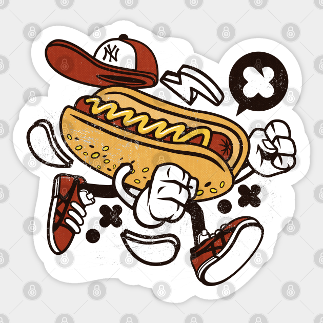Funny Hot Dog Cartoon - Hot Dog - Sticker | TeePublic Funny Hot Dog Cartoon - Hot Dog - Sticker | TeePublic