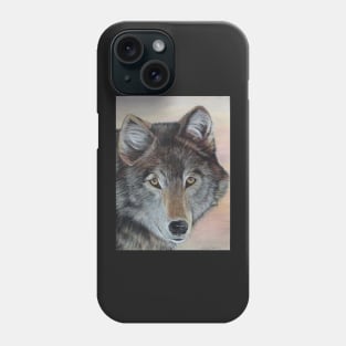wildlife portrait painting of gray wolf Phone Case