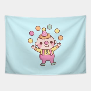 Cute Little Clown Juggler Juggling Balls Tapestry