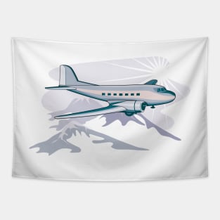 Propeller Airliner Flying Retro Tapestry