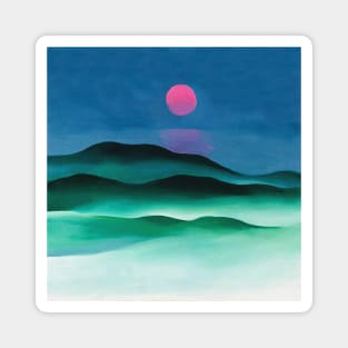 High Resolution Pink Moon Over Water by Georgia O'Keeffe Magnet