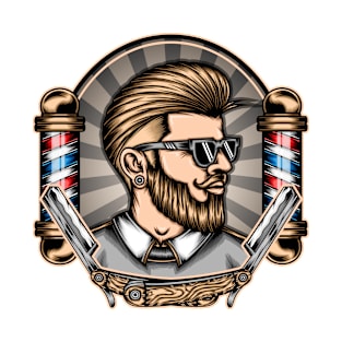 Hipster barber shop vector T-Shirt