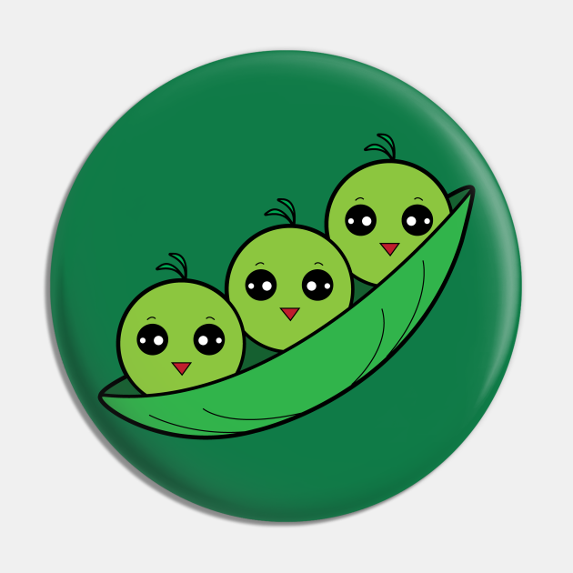Cute Cartoon Three Peas in a Pod Peapod Pin TeePublic