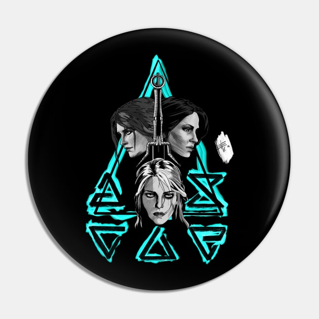 Geralt’s Girls BW Pin by Wayofthepencil