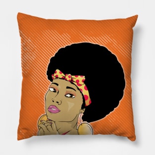 Black Woman Retro Poster Pillow