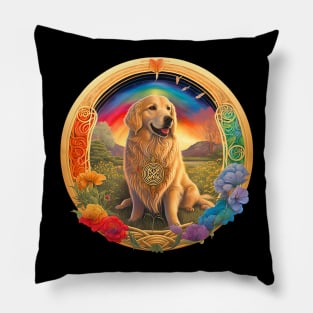 Golden Retriever in a Garden 2 Pillow