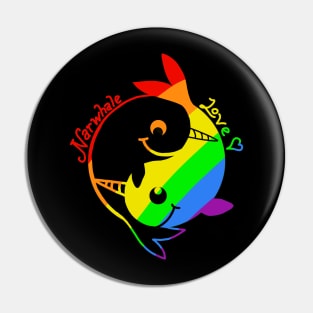 rainbow narwhale zen ying yang Pin