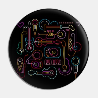 Neon Musical Instruments Design - Jazz Lovers Pin