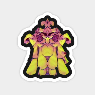 Top-knot dog yellow and pink Magnet