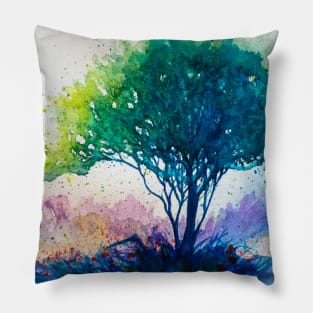 Green blue Tree Pillow