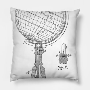 Globe Vintage Patent Hand Drawing Pillow