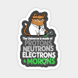 The Universe Is Made Of Protons Neutrons Electrons And Morons Grumpy Scientist Cat Magnet