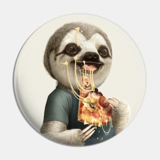 SLOTH EATING PIZZA Pin