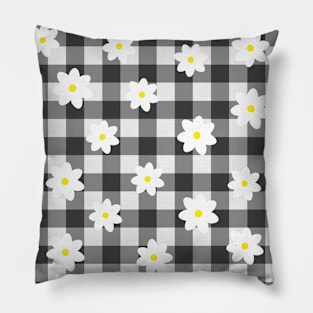 Retro ornament with white flowers Pillow