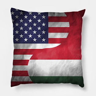 USA Hungary Dual Yin Yang Flag Pillow