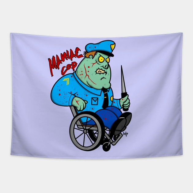 Maniac cop classic horror mashup funny Tapestry by DiLoDraws