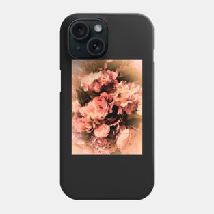 PINK VINTAGE ROSES HYDRANGEAS BOUQUET, FLORAL Phone Case