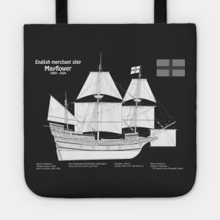 Mayflower plans. America 17th century Pilgrims ship - PBDpng Tote