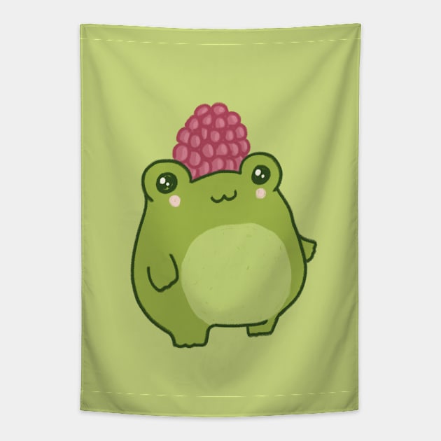 Cute Kawaii Frog Wearing a Raspberry Hat Tapestry by Ministry Of Frogs