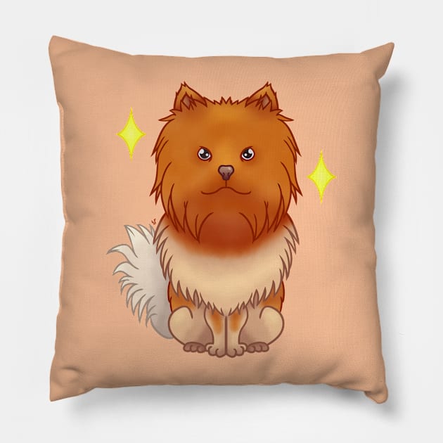 Orange pomeranian Pillow by LemonFur