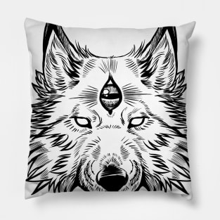 Third eye wolf Pillow