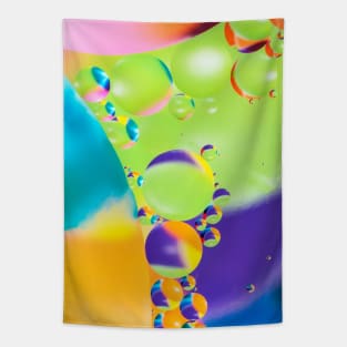 Colorful close up of oil drops in water Tapestry