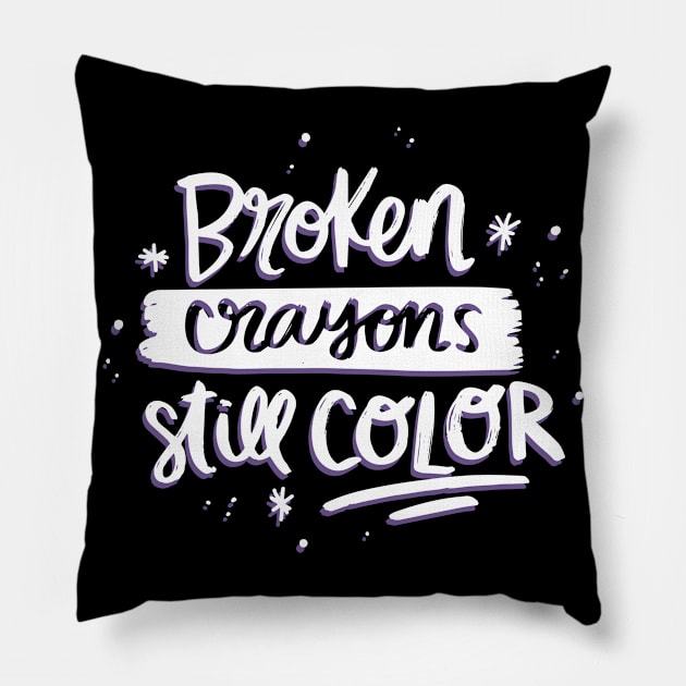 Broken crayons still color Pillow by Utopia Shop