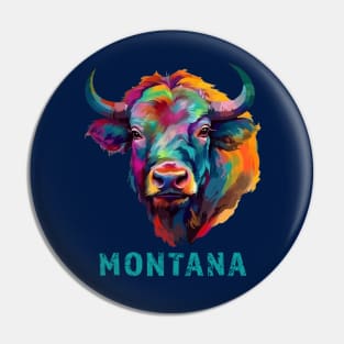 Montana American Bison Lover Buffalo for Men Women Souvenir Pin